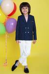 Buy_Little Boys Closet by Gunjan Khanijou_Blue Lapel Collar Blazer And Pant Set For Boys_at_Aza_Fashions