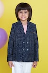 Buy_Little Boys Closet by Gunjan Khanijou_Blue Lapel Collar Blazer And Pant Set For Boys_Online_at_Aza_Fashions