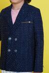Shop_Little Boys Closet by Gunjan Khanijou_Blue Lapel Collar Blazer And Pant Set For Boys_Online_at_Aza_Fashions