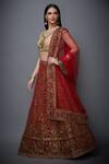 Buy_RI.Ritu Kumar_Red Sequin Embroidered Bridal Lehenga Set _at_Aza_Fashions