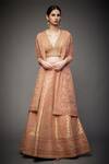Buy_RI.Ritu Kumar_Gold V Neck Silk Bridal Lehenga Set _at_Aza_Fashions