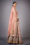 RI.Ritu Kumar_Pink V Neck Silk Embroidered Bridal Lehenga Set _Online_at_Aza_Fashions