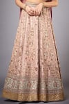 RI.Ritu Kumar_Pink V Neck Silk Embroidered Bridal Lehenga Set _at_Aza_Fashions