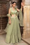 Buy_Kritika Dawar_Green Lehenga Georgette Blouse Silk Dupatta Net Lining Shantoon Set _at_Aza_Fashions