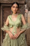 Shop_Kritika Dawar_Green Lehenga Georgette Blouse Silk Dupatta Net Lining Shantoon Set _at_Aza_Fashions