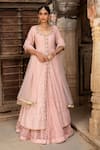 Buy Kritika Dawar Pink Anarkali Georgette Lehenga And Dupatta Net Lining Shantoon Set at Aza Fashions Buy_Kritika Dawar_Pink Anarkali Georgette Lehenga And Dupatta Net Lining Shantoon Set _at_Aza_Fashions