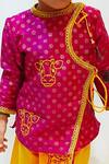 Shop Little Brats Pink Kota Doria, Rayon Embroidery Printed Kurta And Dhoti Pant Set at Aza Fashions Shop_Little Brats_Pink Kota Doria, Rayon Embroidery Printed Kurta And Dhoti Pant Set _at_Aza_Fashions