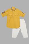 Buy Little Brats Yellow Handloom Cotton, Rayon Applique Pathani Set at Aza Fashions Buy_Little Brats_Yellow Handloom Cotton, Rayon Applique Pathani Set _at_Aza_Fashions