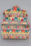 Little Brats_Yellow Denim, Muslin, Silk, Cotton Multicolored Printed Kurta Set _at_Aza_Fashions