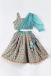 Buy_Little Brats_Blue Cotton, Rayon Sequins, Embroidery Lehenga And Blouse _at_Aza_Fashions
