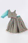 Shop_Little Brats_Blue Cotton, Rayon Sequins, Embroidery Lehenga And Blouse _at_Aza_Fashions