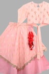 Little Brats Peach Kota Doria, Silk Tassels, Embroidery Printed Lehenga Set Online at Aza Fashions Little Brats_Peach Kota Doria, Silk Tassels, Embroidery Printed Lehenga Set _Online_at_Aza_Fashions