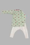 Shop Little Brats Green Kota Doria Embroidery Printed Kurta Set at Aza Fashions Shop_Little Brats_Green Kota Doria Embroidery Printed Kurta Set _at_Aza_Fashions