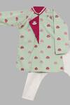 Little Brats Green Kota Doria Embroidery Printed Kurta Set Online at Aza Fashions Little Brats_Green Kota Doria Embroidery Printed Kurta Set _Online_at_Aza_Fashions
