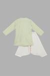 Shop_Little Brats_Green Linen, Rayon, Cotton Applique Kurta Set _at_Aza_Fashions