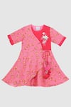 Buy_Little Brats_Pink Kota Doria Sequins, Patti Embroidered Dress _at_Aza_Fashions