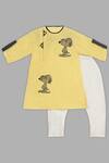 Buy Little Brats Yellow Kota Doria Printed Kurta Set at Aza Fashions Buy_Little Brats_Yellow Kota Doria Printed Kurta Set _at_Aza_Fashions