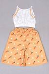 Buy_Little Brats_Beige Rayon Pearls Spaghetti Top With Printed Palazzo _at_Aza_Fashions