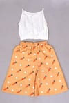 Shop_Little Brats_Beige Rayon Pearls Spaghetti Top With Printed Palazzo _at_Aza_Fashions