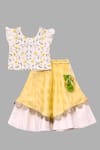 Buy Little Brats Yellow Kota Doria, Silk, Cotton Printed Lehenga Set Online at Aza Fashions Buy_Little Brats_Yellow Kota Doria, Silk, Cotton Printed Lehenga Set _Online_at_Aza_Fashions