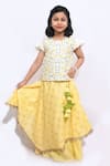 Buy Little Brats Yellow Kota Doria, Silk, Cotton Printed Lehenga Set at Aza Fashions Buy_Little Brats_Yellow Kota Doria, Silk, Cotton Printed Lehenga Set _at_Aza_Fashions