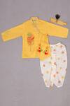 Buy_Little Brats_Yellow Cotton Embroidered Kurta With Dhoti Pant _at_Aza_Fashions