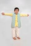 Buy_Little Brats_Blue Katan Silk Printed Jacket With Kurta Set _at_Aza_Fashions