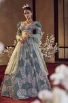 Buy_Jigar & Nikita_Blue Organza Cutdana, Sequins Scoop Neck Embellished Lehenga Set_at_Aza_Fashions