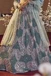 Jigar & Nikita_Blue Organza Cutdana, Sequins Scoop Neck Embellished Lehenga Set_Online_at_Aza_Fashions