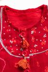 Shop_Laadlo_Red Bandhani Print Top And Skirt Set For Girls_at_Aza_Fashions