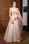 Buy_Labbada_Peach Lehenga And Blouse Art Dupion Embroidered Floral Sweetheart Bridal Set _Online_at_Aza_Fashions