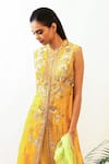 Buy_Labbada_Yellow Kurta Silk Pant Cutwork Embroidered Palazzo Set _Online_at_Aza_Fashions