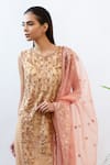 Buy_Labbada_Beige Kurta Tulle Pant Power Net Dupatta Organza Embroidered Set  _Online_at_Aza_Fashions