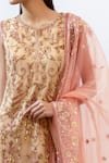 Shop_Labbada_Beige Kurta Tulle Pant Power Net Dupatta Organza Embroidered Set  _Online_at_Aza_Fashions