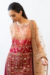 Buy_Labbada_Maroon Kurta Organza Round Embroidered Set _Online_at_Aza_Fashions