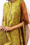 Buy_Labbada_Yellow Kurta Crepe Silk Lehenga Chanderi Silk Dupatta Embroidered Set _Online_at_Aza_Fashions