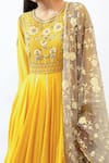 Buy_Labbada_Yellow Kurta Chanderi  Dupatta Cotton Embroidered Anarkali With _Online_at_Aza_Fashions