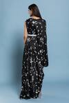 Shop_Vedika M_Black Satin Floral Round Print Dress_at_Aza_Fashions