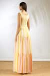 Shop_Vedika M_Yellow Crepe Tiered Maxi Dress_at_Aza_Fashions