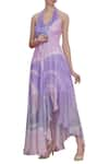 Buy_Vedika M_Purple Halter Asymmetric Dress  _at_Aza_Fashions