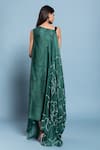 Shop_Vedika M_Green Silk Print Floral V Neck Dress  _at_Aza_Fashions