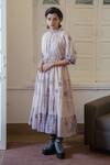 Buy_The Loom Art_Pink Handwoven Cotton Silk Embroidered Round Tiered Shibori Dress  _Online_at_Aza_Fashions