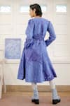 Shop_The Loom Art_Blue Handwoven Chanderi Silk Embroidered V Neck Shibori Tiered Dress  _at_Aza_Fashions