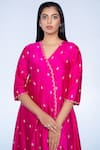 Shop_Deep Thee_Pink Silk Chanderi V Neck Embellished Kurta _at_Aza_Fashions