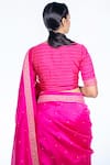 Shop_Deep Thee_Pink Chanderi Silk V Neck Saree With Blouse _Online_at_Aza_Fashions