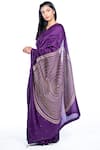 Buy_Deep Thee_Purple Chanderi Silk V Neck Saree With Blouse _at_Aza_Fashions