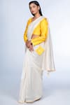 Shop_Deep Thee_White Chanderi Silk V Neck Saree With Blouse _at_Aza_Fashions