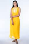 Buy_Deep Thee_Yellow Light Chanderi Boat Embellished Maxi Dress _at_Aza_Fashions