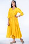 Shop_Deep Thee_Yellow Chanderi V Neck Kurta Set_at_Aza_Fashions