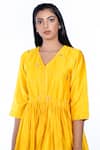 Deep Thee_Yellow Chanderi V Neck Kurta Set_Online_at_Aza_Fashions